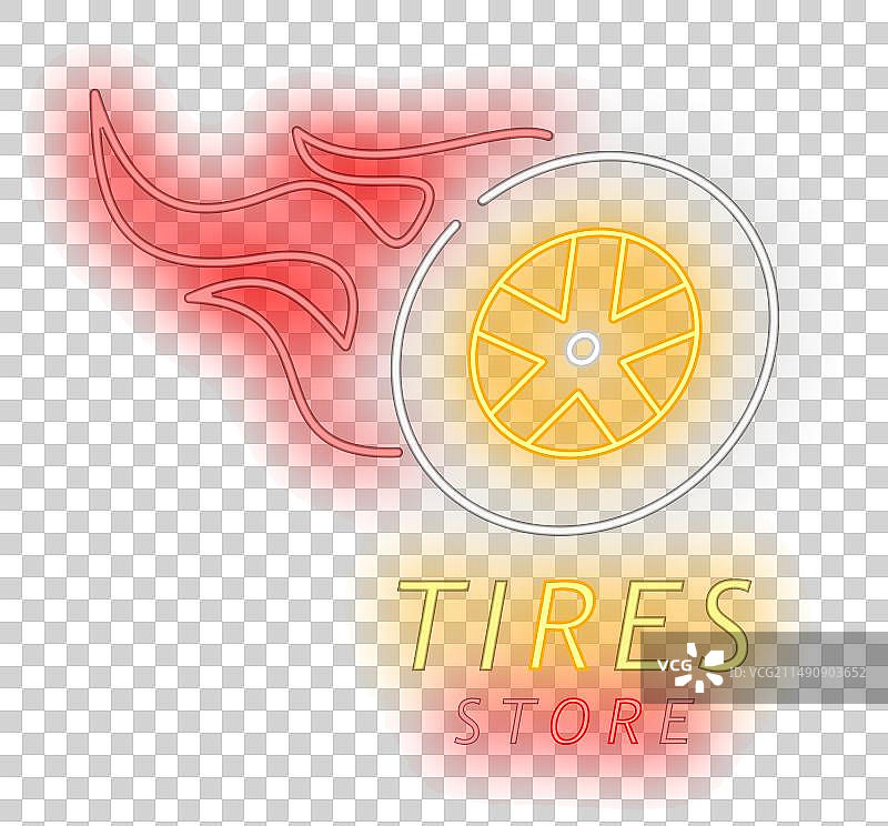 砖墙背景的霓虹灯轮胎店招牌图片素材