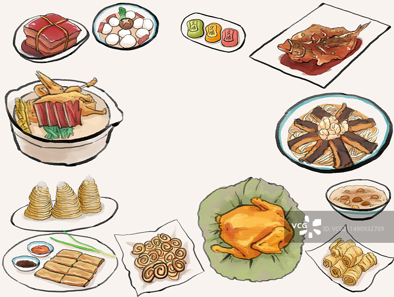 杭帮菜杭州美食插画图片素材