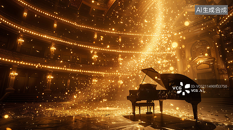 【AI数字艺术】金色音乐厅图片素材