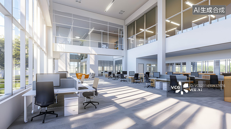 【AI数字艺术】宽敞整洁干净的办公室图片素材