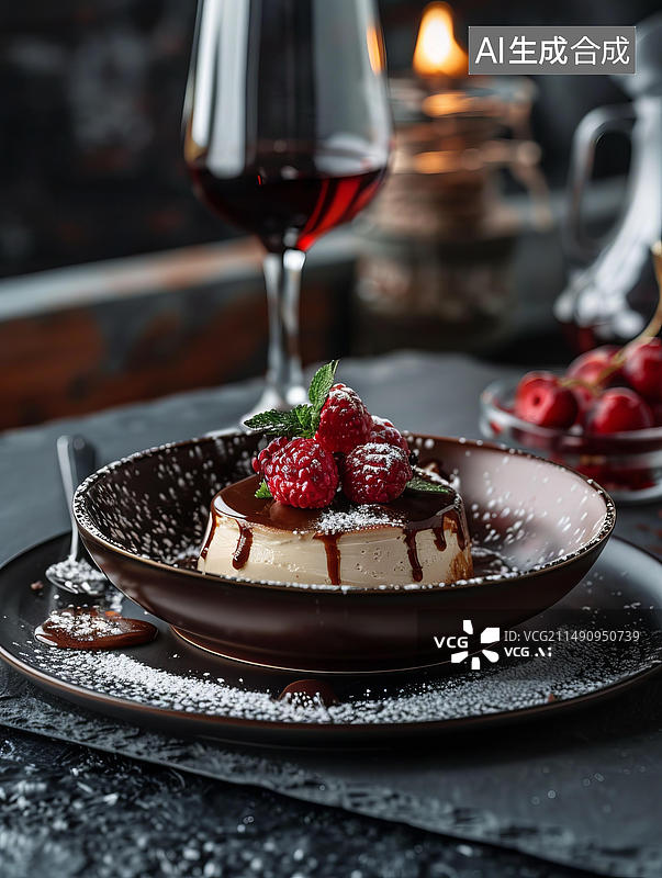 【AI数字艺术】覆盆子巧克力慕斯图片素材