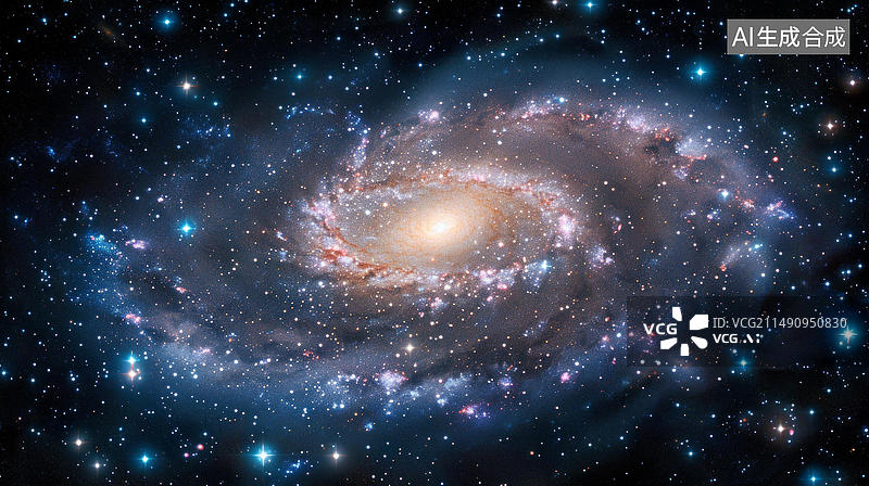 【AI数字艺术】壮观的螺旋星系和外太空中的恒星图片素材