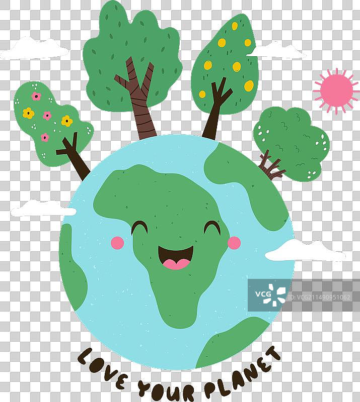 快乐微笑的可爱地球图片素材