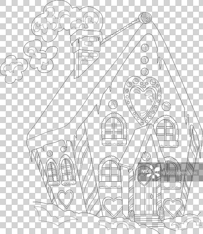 卡通可爱姜饼屋与糖果图片素材