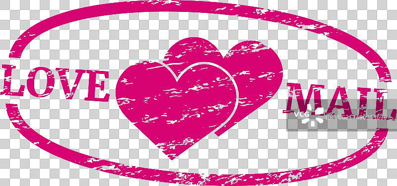 粉色爱心信件邮戳标志图片素材