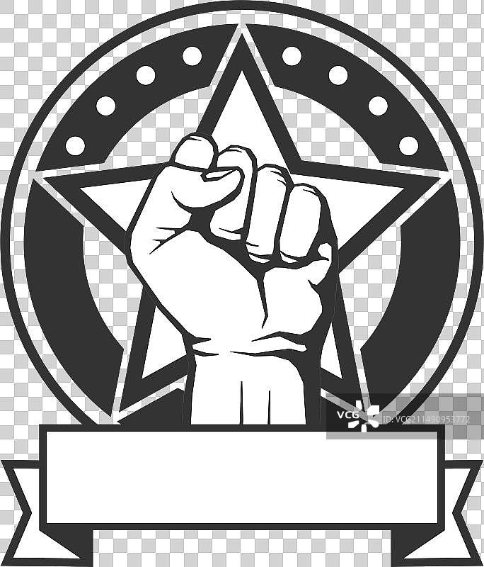 象征力量的强壮人拳头高举图片素材