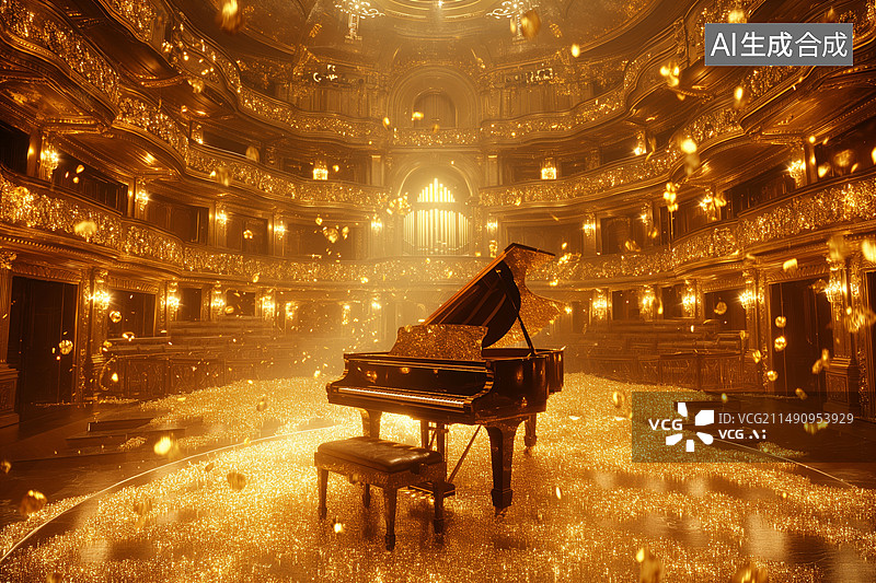 【AI数字艺术】音乐厅里的钢琴图片素材
