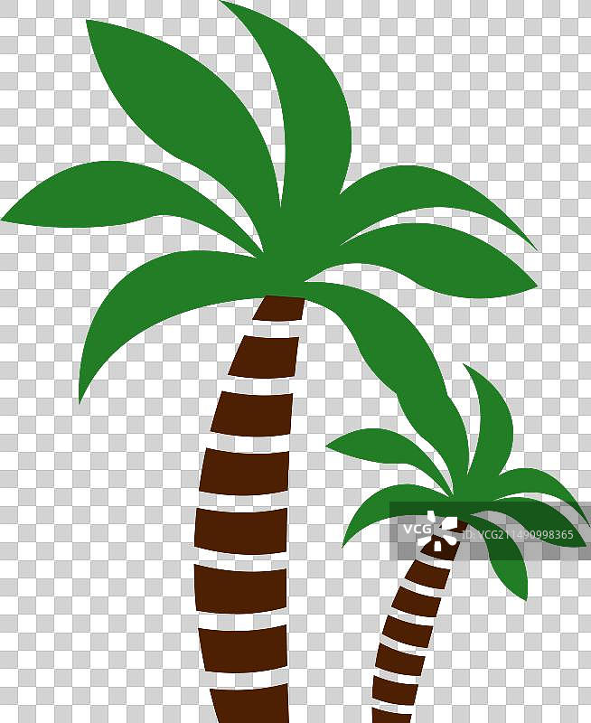 热带海滩树木彩色图标棕榈树标志图片素材
