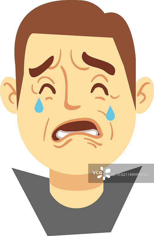 哭泣的男人脸部卡通表情图片素材