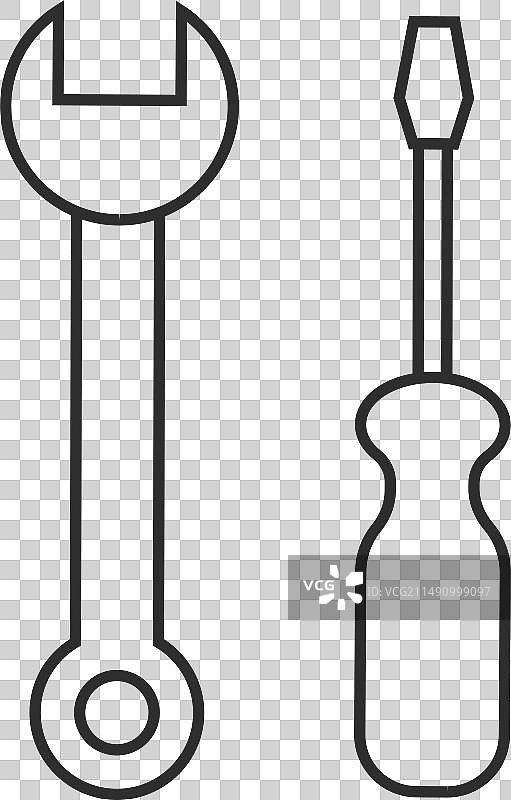 扳手和螺丝刀工具维修符号图片素材