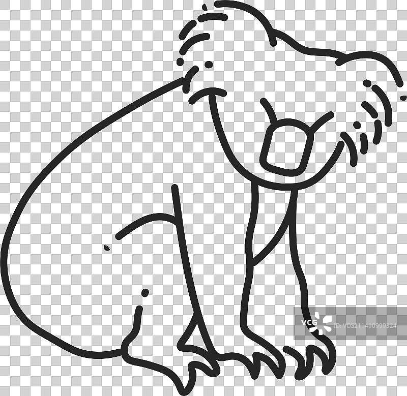 考拉线条图标，澳大利亚动物园野生动物图片素材