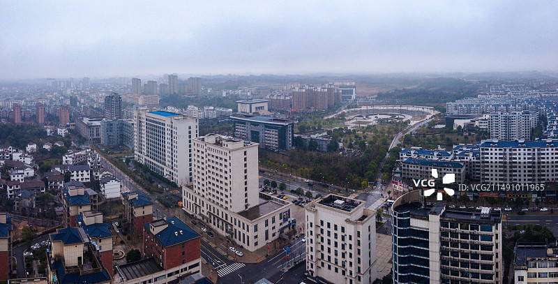 横峰县 兴安公园 艺术中心 端章大道 红枫公园 航拍图片素材