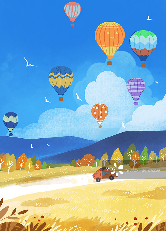 处暑节气风景插画图片素材