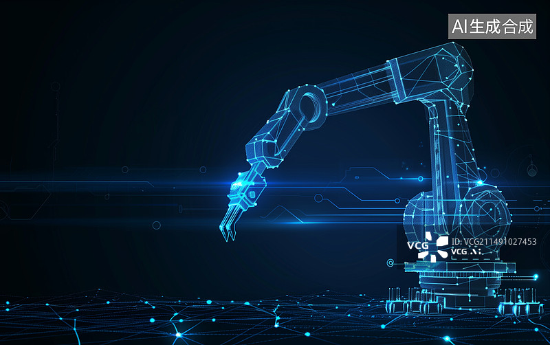【AI数字艺术】孤立的机械臂 工业技术概念图片素材