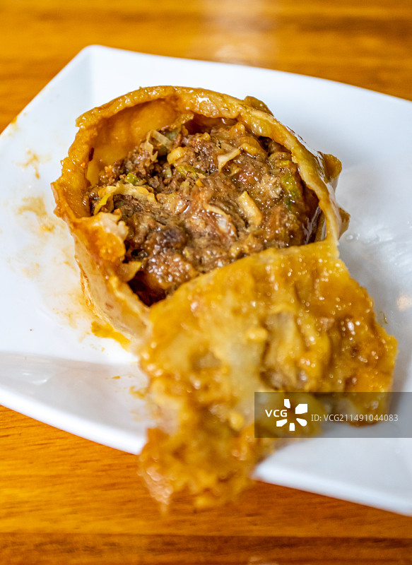 北京传统美食小吃门钉肉饼的由来与历史.门钉肉饼特写镜头图片素材
