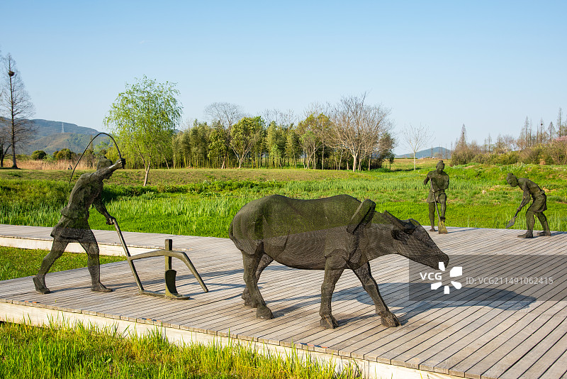 良渚古城遗址公园 杭州 古代农业 古人劳作 农耕 良渚文明 良渚文化 部落 原始人工作场景 始前文明图片素材