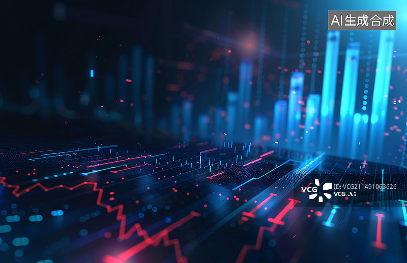 【AI数字艺术】股票市场财务增长图图片素材