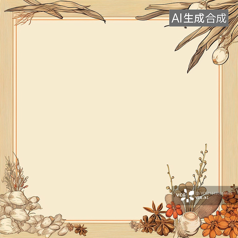 【AI数字艺术】中国风中药草背景元素素材图片素材