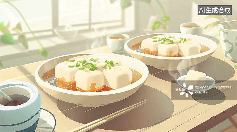 【AI数字艺术】中国豆腐美食插画图片素材