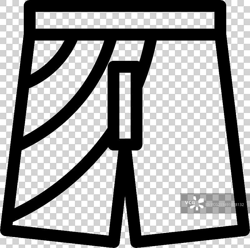 短裤线条图标运动休闲服装符号图片素材