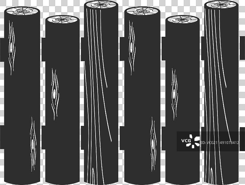 木质原木栅栏乡村边界屏障黑色图片素材