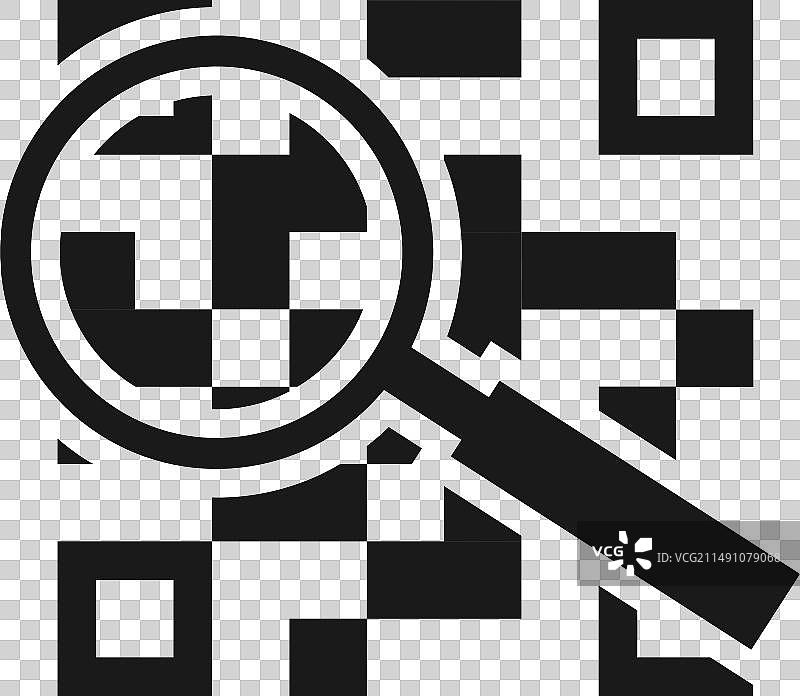 带放大镜的数据编码二维码图标图片素材