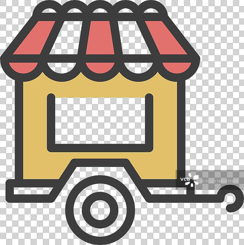 彩色街头咖啡餐车服务图标图片素材