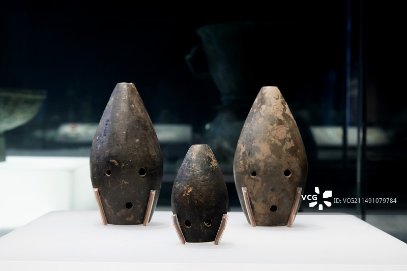 北京中国考古博物馆陶埙商代公元前1600-公元前1046年河南安阳殷墟妇好墓出土图片素材