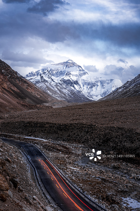 珠穆朗玛峰日落图片素材