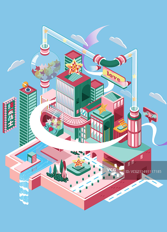 2.5立体插画城市图片素材