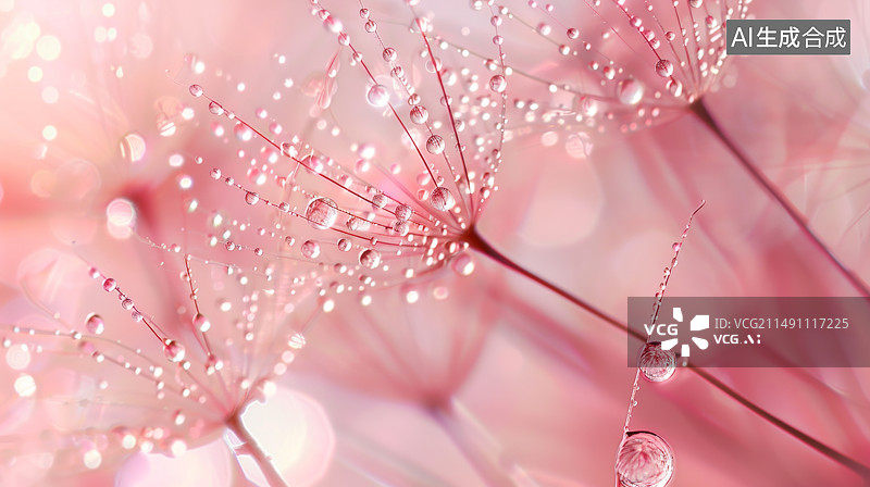 【AI数字艺术】粉红色蒲公英创意背景图片素材
