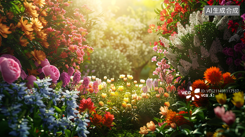 【AI数字艺术】花朵花园浪漫背景素材图片素材