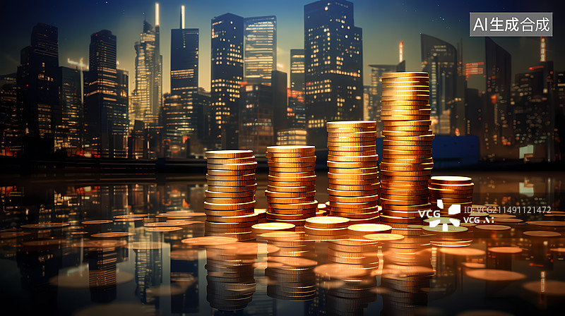 【AI数字艺术】城市金融概念插图图片素材