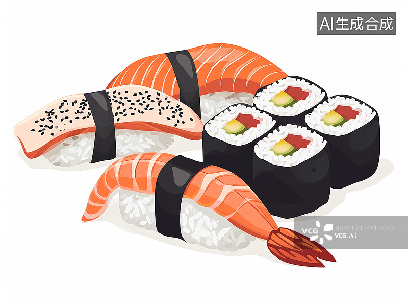 【AI数字艺术】日本寿司手绘图片素材