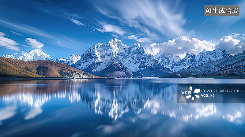 【AI数字艺术】雪山背景,雪山自然风光,雪山风景长曝光图片素材