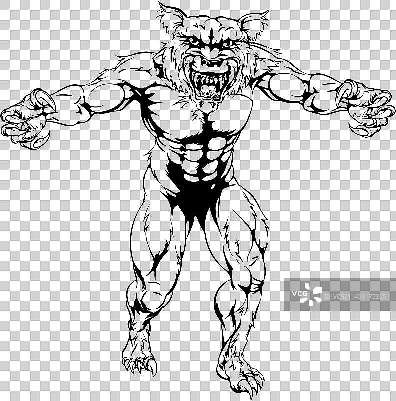 可怕的狼人运动吉祥物图片素材