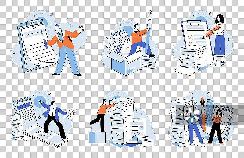 纸质文件混乱干扰工作流程图片素材