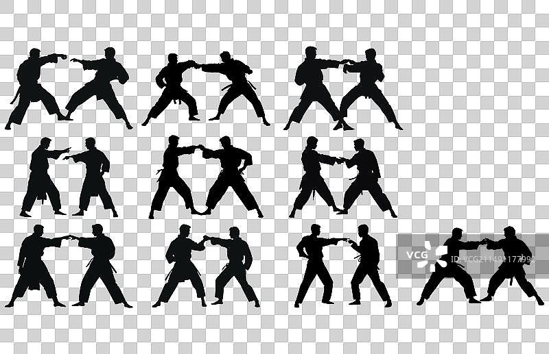 两名男子空手道剪影图片素材