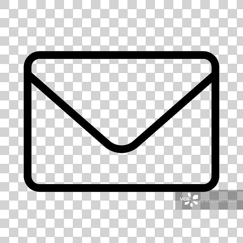 白色背景上的黑色信封图标图片素材