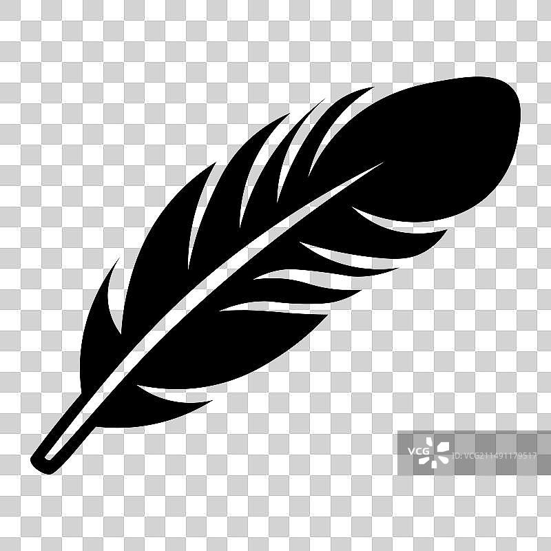 白色背景上的黑色羽毛图标图片素材