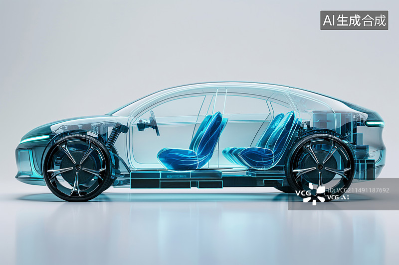 【AI数字艺术】一辆透明的电动汽车效果图图片素材