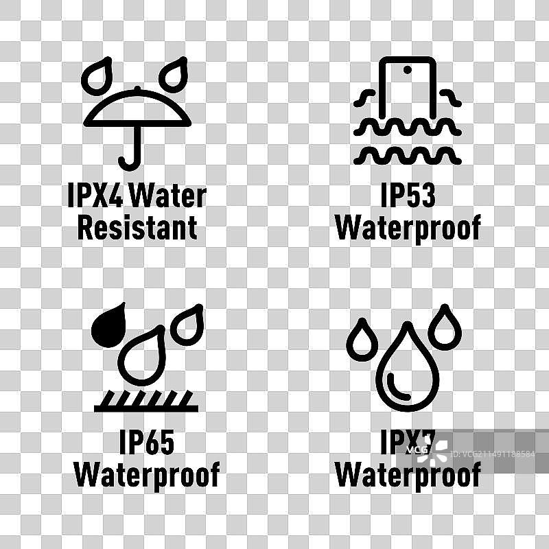 IPX4 IP53 IP65 IPX7 防水信息标志图片素材