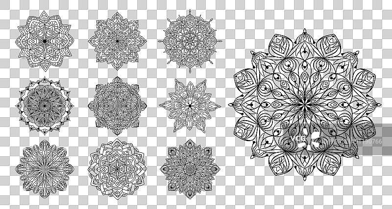 手绘花卉装饰曼陀罗图案图片素材