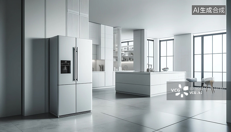 【AI数字艺术】现代时尚科技感的开放式厨房图片素材