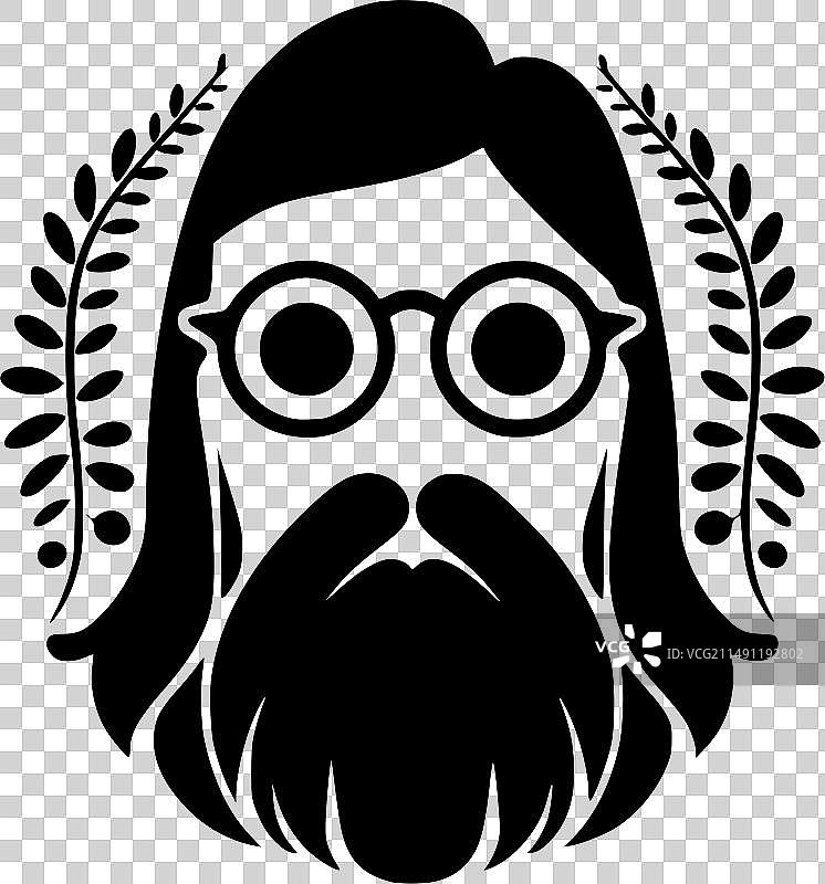 嬉皮士黑白隔离图标图片素材