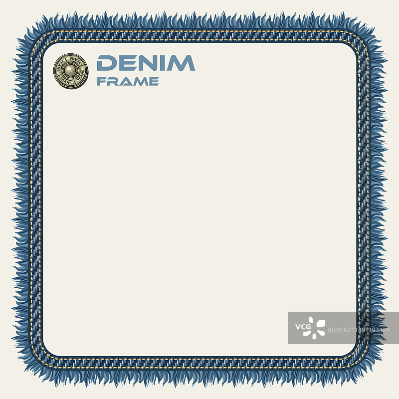 带流苏缝线的牛仔风格方形边框图片素材