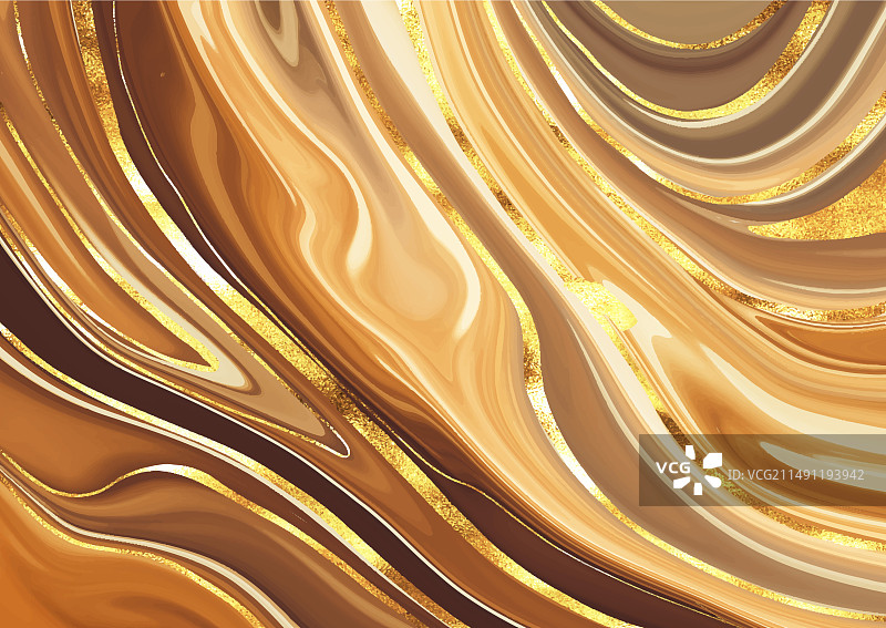 优雅的手绘金色液体大理石设计图片素材