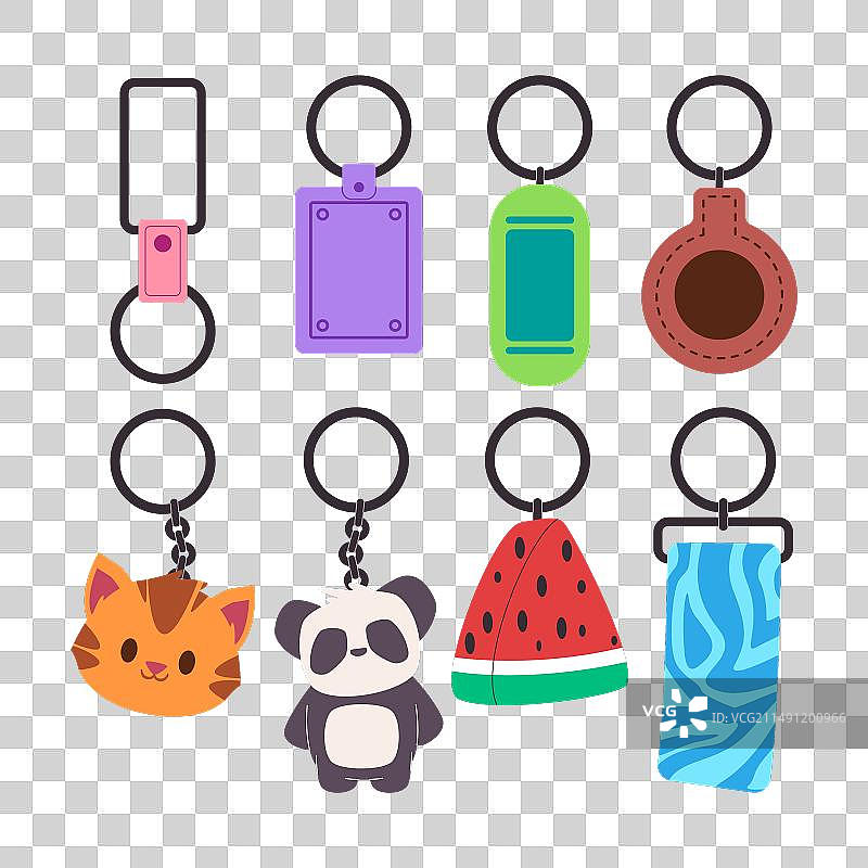 各种彩色钥匙扣标签纪念品集合图片素材