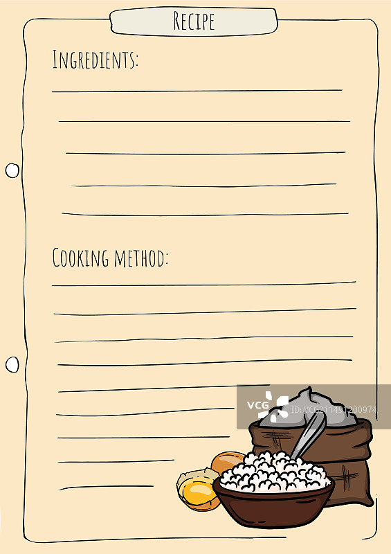 烹饪书配料食谱页面模板图片素材