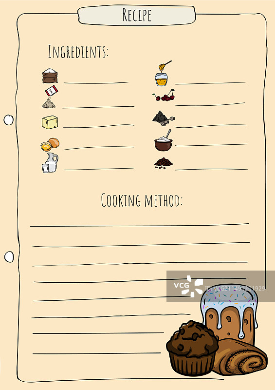 食材清单菜谱模板图片素材